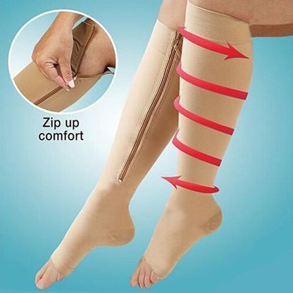 Zipper Compression Socks - Easy On & Off Support